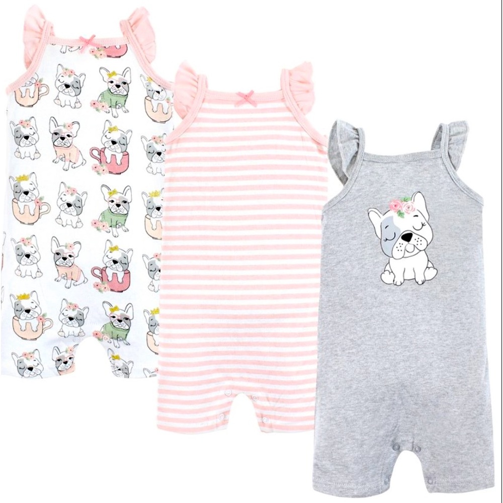 Hudson Baby GirlsCotton Romper| French Bulldog| Size 18M